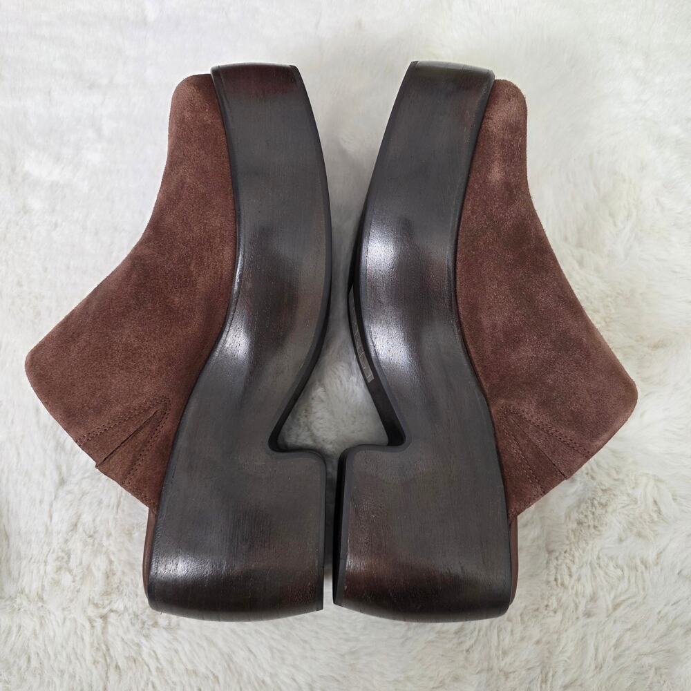 NEW Everlane Puffa Wooden Clog Dark Umber Suede Brown 11 - Picture 8 of 10